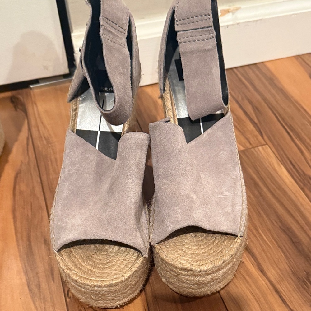Dolce Vita Taupe Espadrille Wedge Sandals